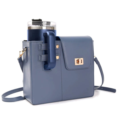 Fashion Crossbody Bag with Water Bottle Holder PU Leather Shoulder Bag for Daily Commute Hiking Commute Outdoor Travel