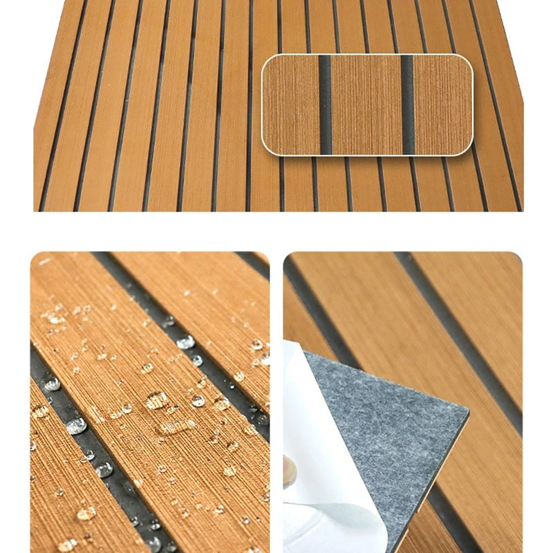 4 Colors 2400X450X6Mm EVA Self-Adhesive Foam Boat Flooring Faux Teak Decking Sheet Pad for Boat Marine Yacht RV Deck Sheet Mat