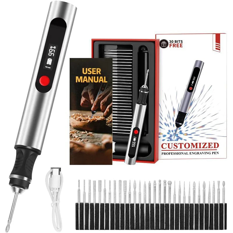 Portable Electric Engraving Pen Kit Mini USB Cordless Rotary Tool Multifunctional Stone Wood Metal Carving Pen DIY Hand Tools