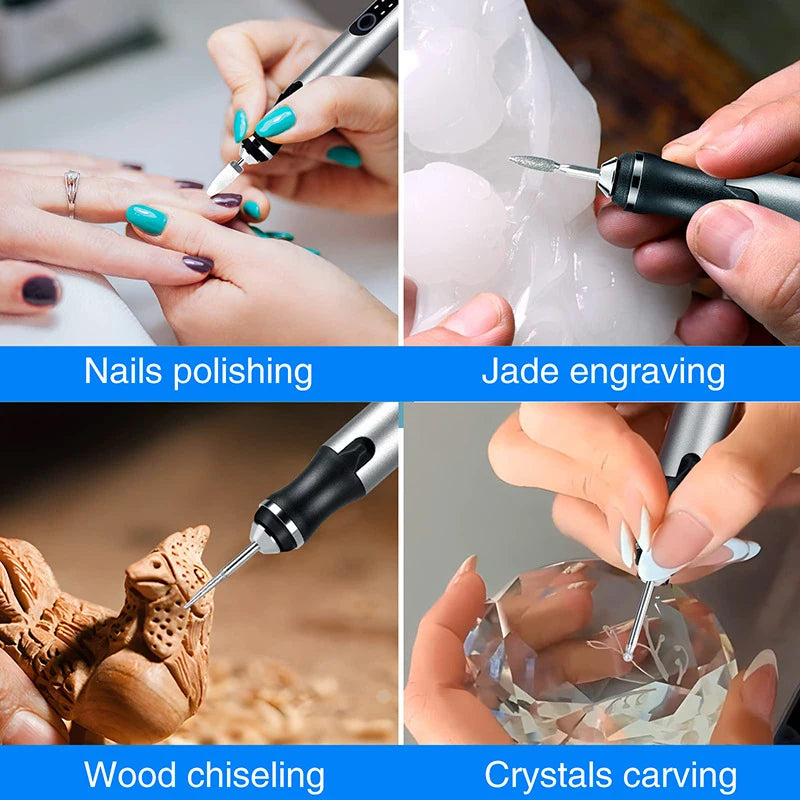 Portable Electric Engraving Pen Kit Mini USB Cordless Rotary Tool Multifunctional Stone Wood Metal Carving Pen DIY Hand Tools