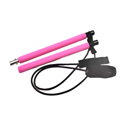 Portable Yoga Pilates Bar Stick with Resistance Band Muscle Toning Fitness Stretching Sports Body Workout Exercise Tension Rope