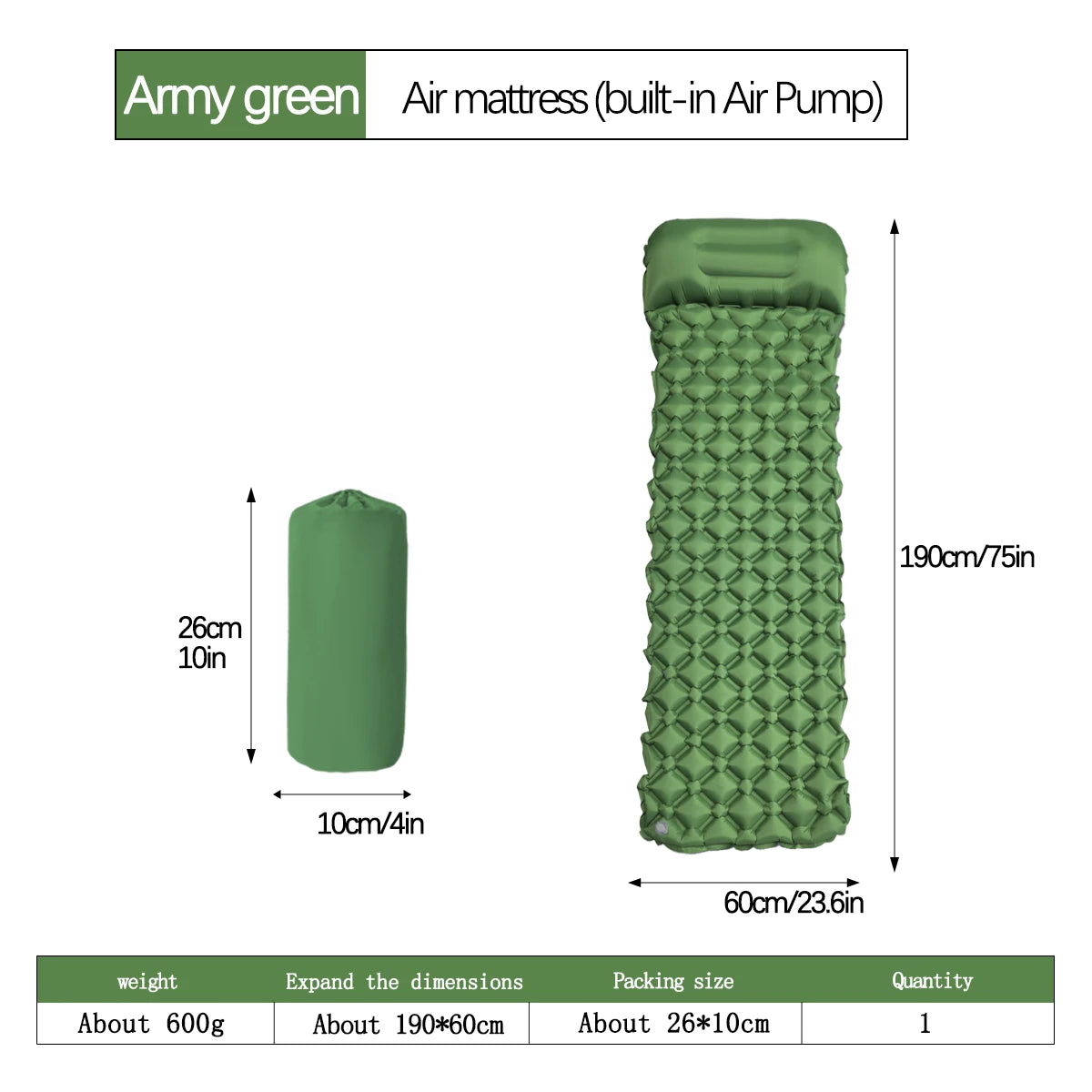 Outdoor Camping Sleeping Pad Folding Sleep Mat Beach Inflat Mattress with Pillows Ultralight Air Mat Travel Hiking New