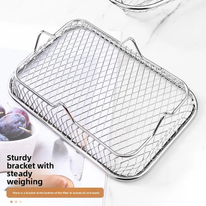1Pc Air Fryer Rack Stackable Grilling Rack Stainless Steel Grill Basket Non-Stick Airfryer Tray Wire Rack Basket Kitchen Gadgets