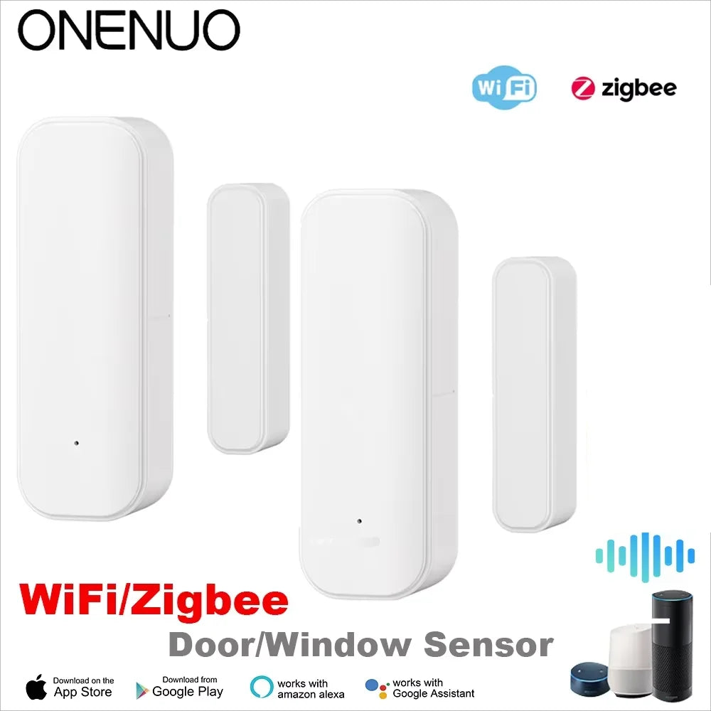 Wifi or Zigbee Window Door Sensor with Battery Smart Home Security Alarm System Voice Control via Alexa Google Home Smart