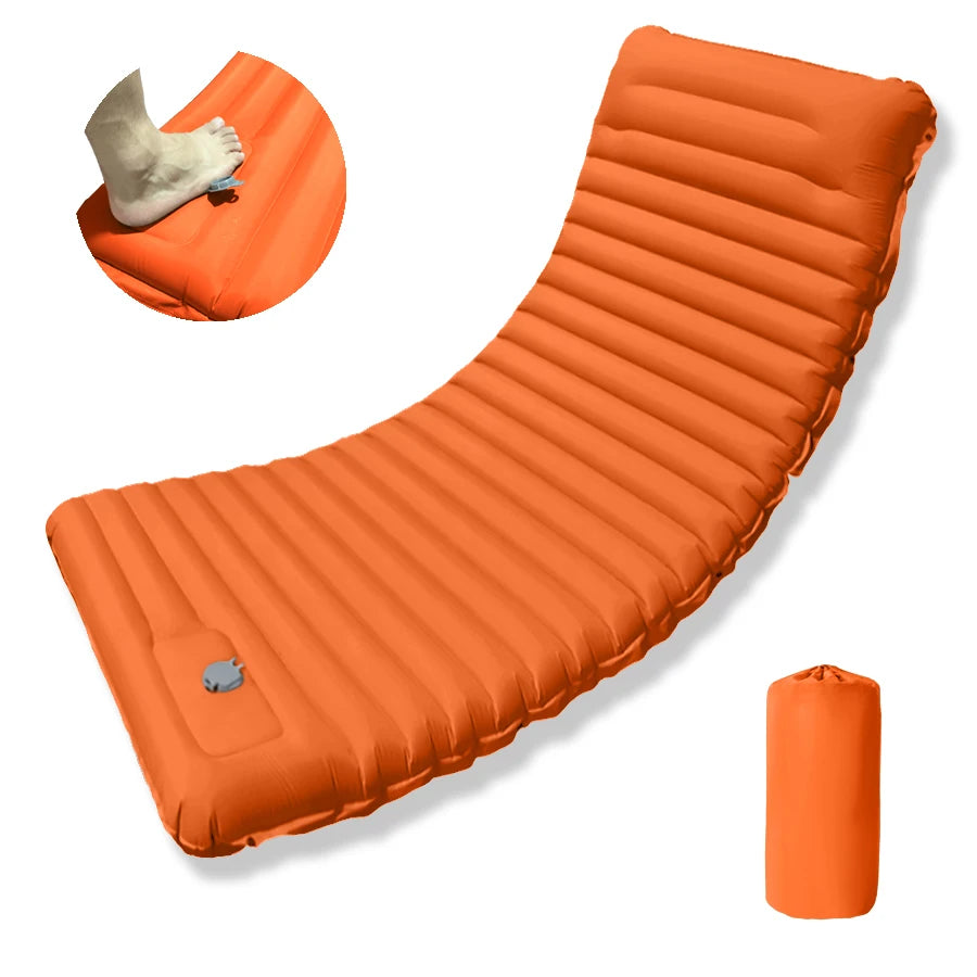 Outdoor Camping Sleeping Pad Folding Sleep Mat Beach Inflat Mattress with Pillows Ultralight Air Mat Travel Hiking New