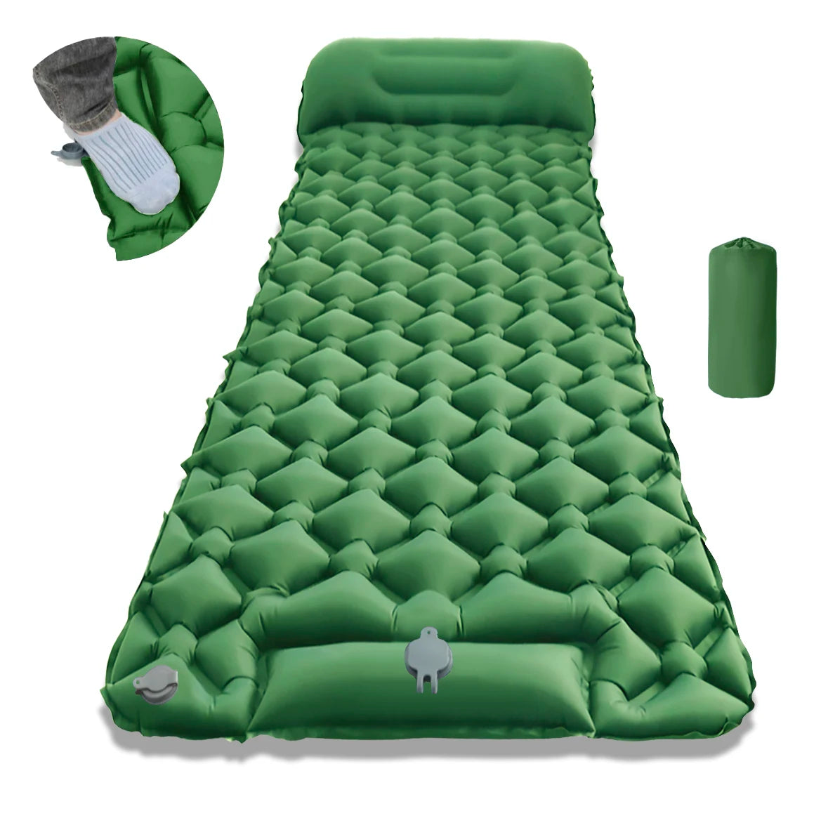 Outdoor Camping Sleeping Pad Folding Sleep Mat Beach Inflat Mattress with Pillows Ultralight Air Mat Travel Hiking New
