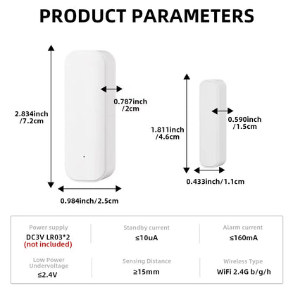 Wifi or Zigbee Window Door Sensor with Battery Smart Home Security Alarm System Voice Control via Alexa Google Home Smart