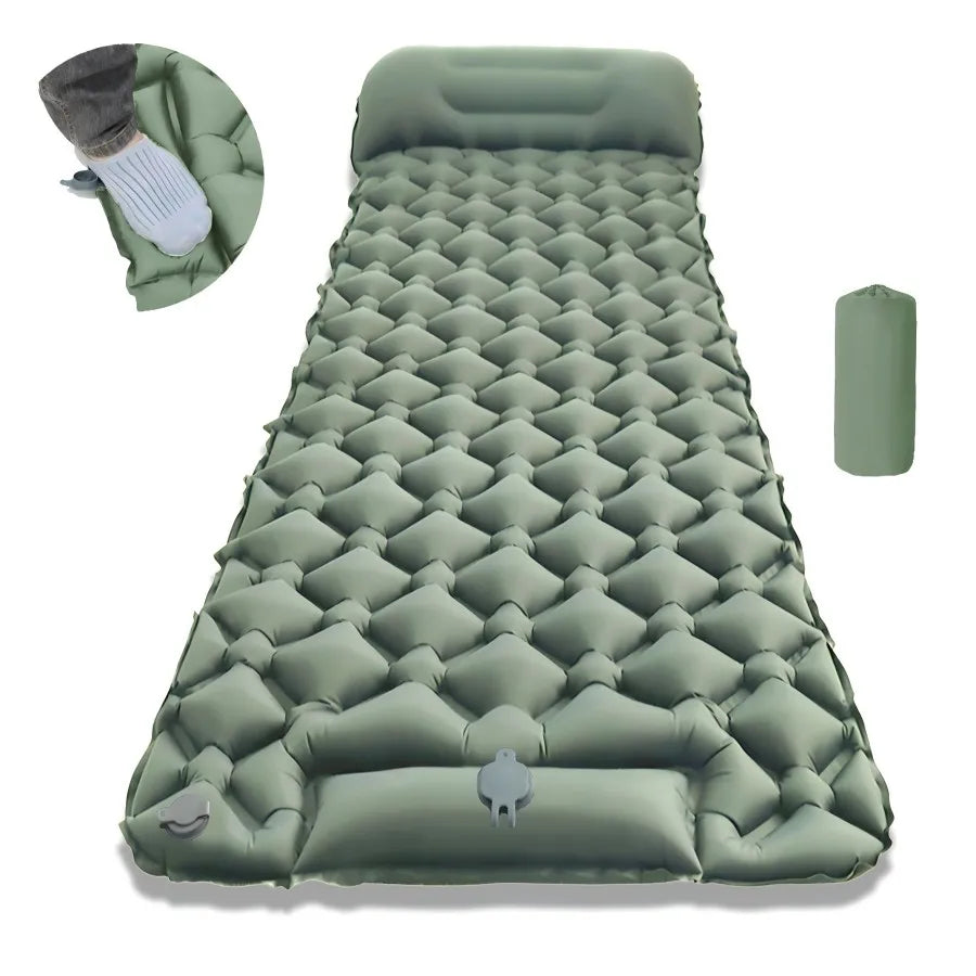 Outdoor Camping Sleeping Pad Folding Sleep Mat Beach Inflat Mattress with Pillows Ultralight Air Mat Travel Hiking New